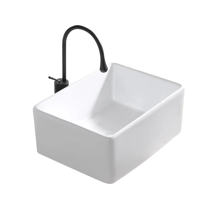 Deepen the square art basin balcony washbasin ceramic large-size basin ultra-deep pool