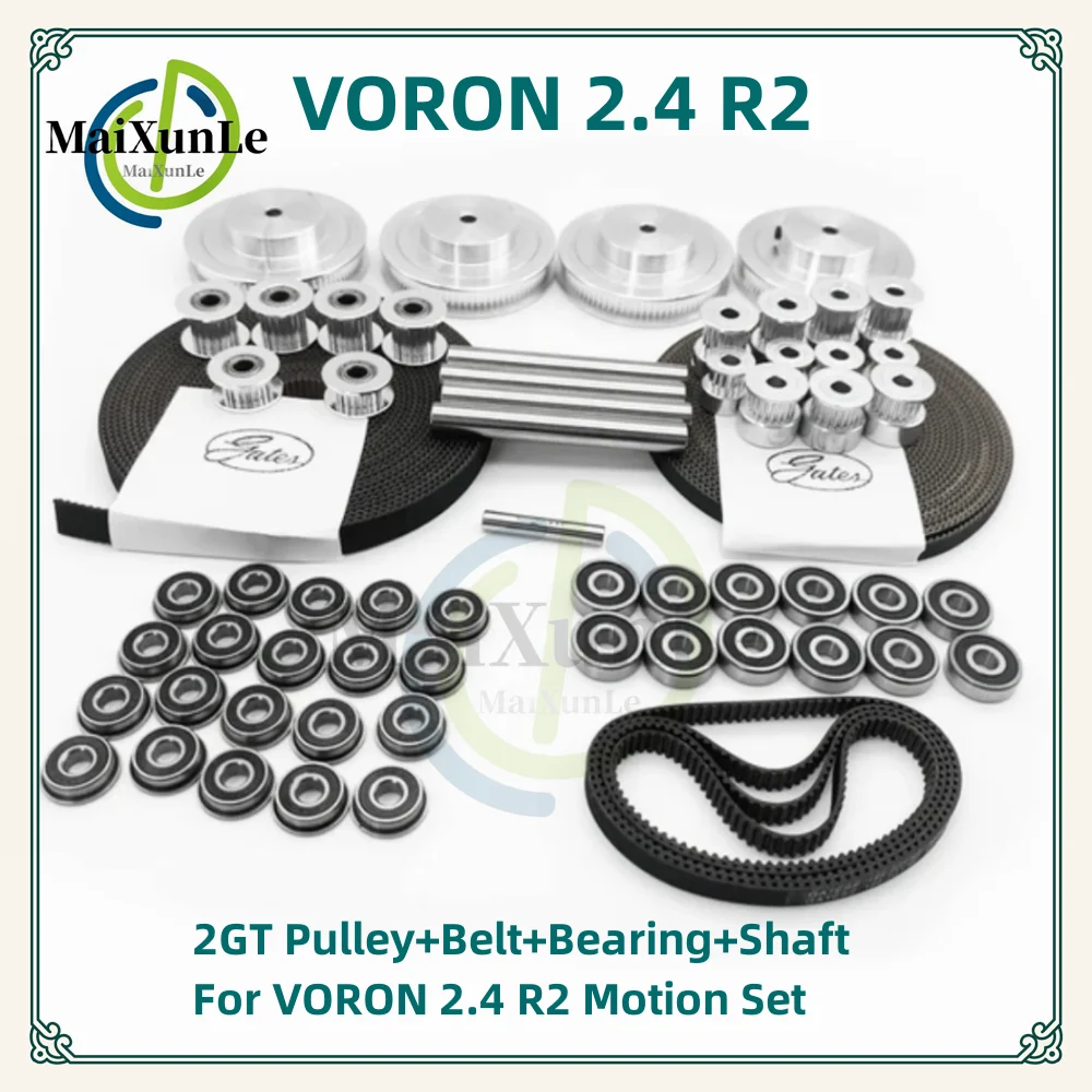 VORON 2.4 R2 Motion Parts GT2 LL-2GT RF Open Timing  Belt 2GT16T/20T/80T Tooth Pulley 2GT-188 Shaft Bearing 625 F695 2RS