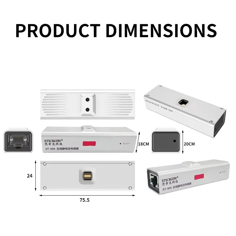 Industrial Use Non-contact Online Electrostatic Sensor Air Duct Static Micro Differential Pressure Sensor RS485 STICKON