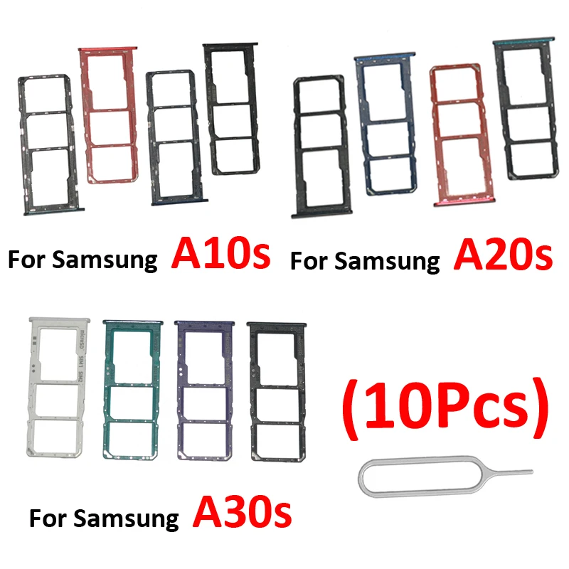 10 peças para samsung galaxy a10s a20s a30s a21s a12 a32 a52 a72 a13 a33 a53 a14 a34 a54 telefone novo bandeja de chip sim suporte para cartão de bolso