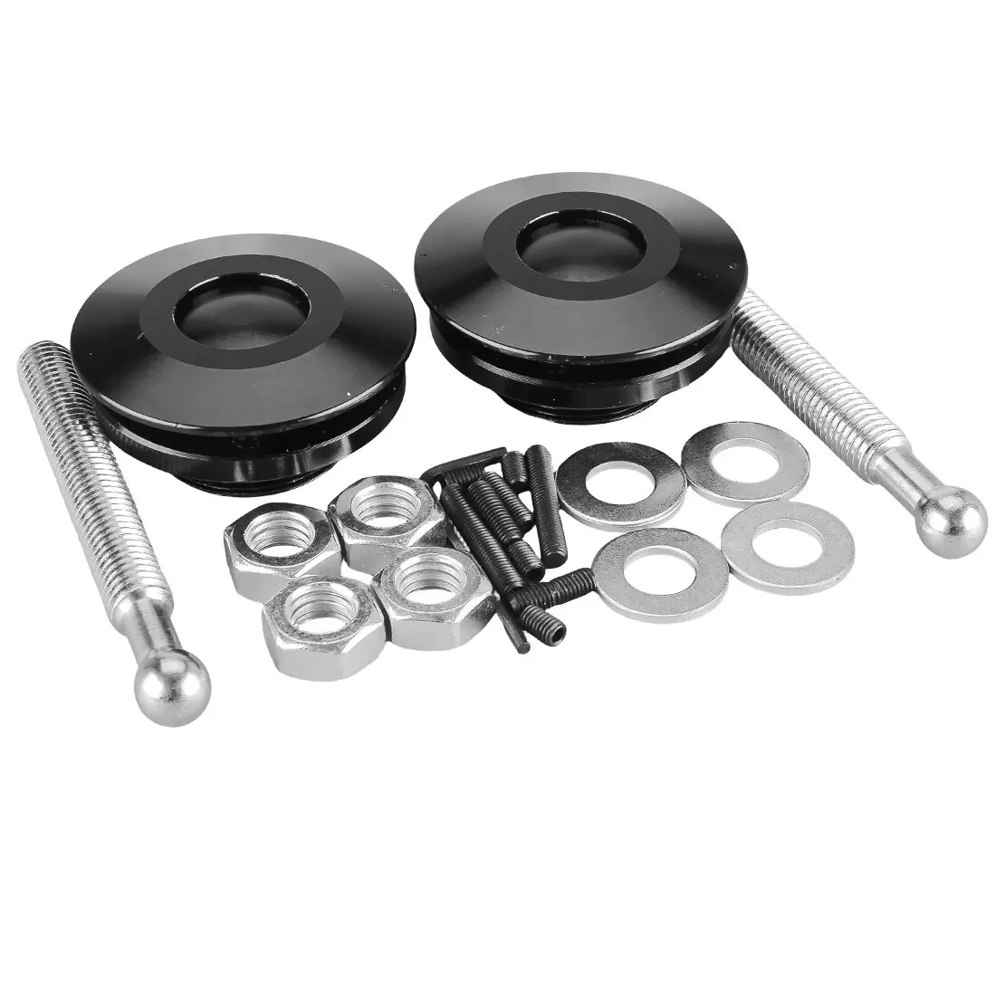 

2 Sets Universal 2.4" Black Hood Bonnet Pins Lock Clip Kit Push Button Quick Release Latch 62mm Aluminum Alloy