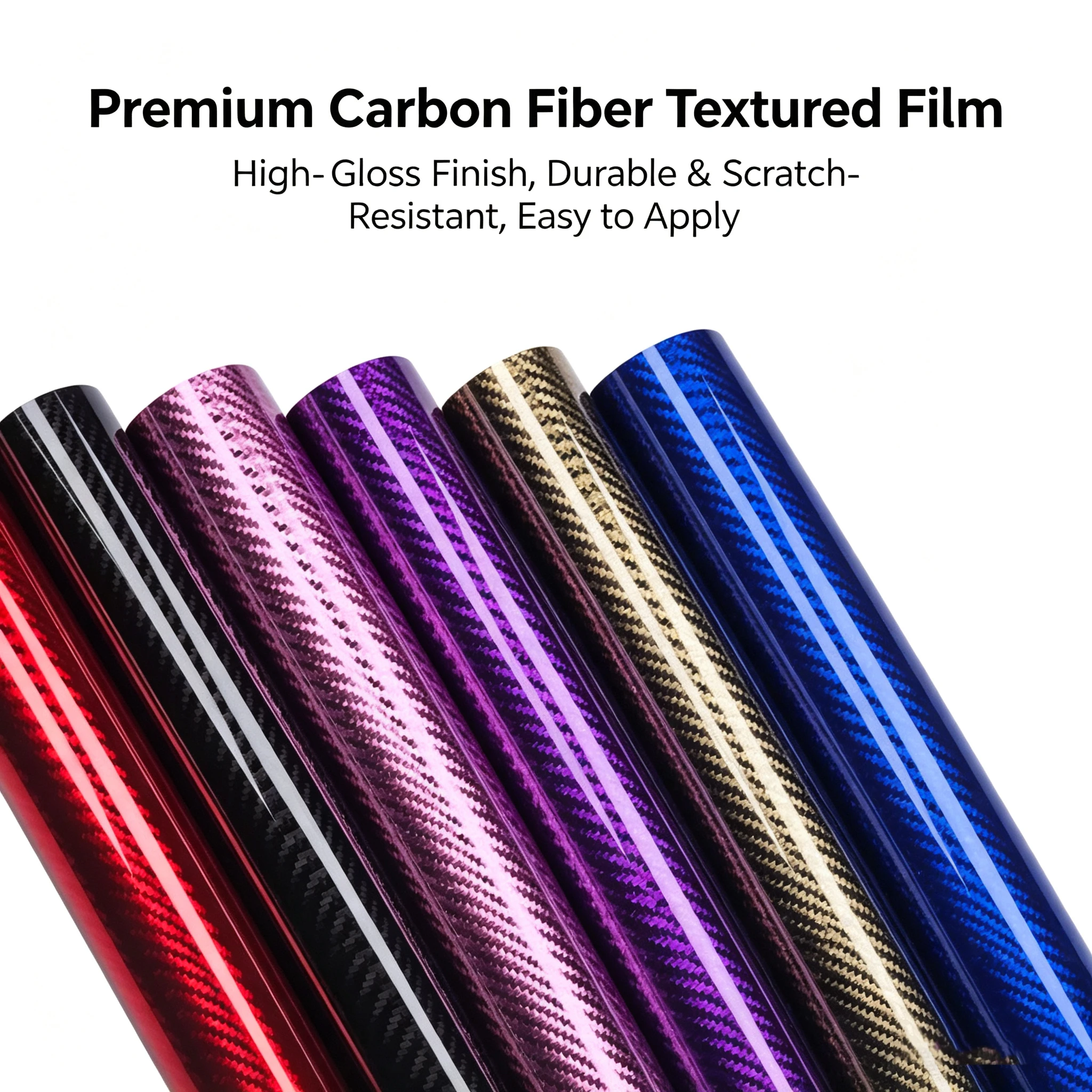 High Gloss Electroplating 6d Carbon Fiber Red Purple Gold Wrap Vinyl Car Wrapping Film Motorcycle Stickers Car Body Films Vinyls