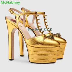 Thin High Heel Platform Slingback Rivet Pumps For Female Women Solid Sexy Shallow Ankle Buckle Strap Fashion Runway Dress Shoes