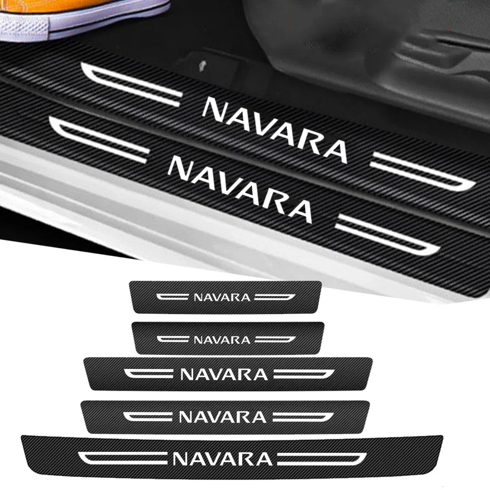 Car Door Threshold Stickers for Nissan Navara Sill Kick Plate Anti Scratch Strip Film Rear Trunk Bumper Waterproof Accessories