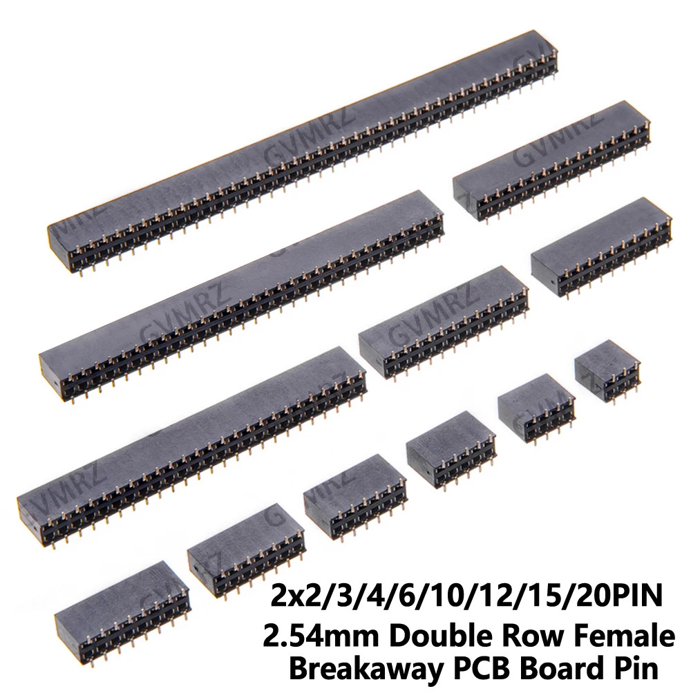 10pcs SMT 2.54mm Double Row Female Breakaway PCB Board Pin Header socket Connector Pinheader 2 x 2/3/4/6/12/15