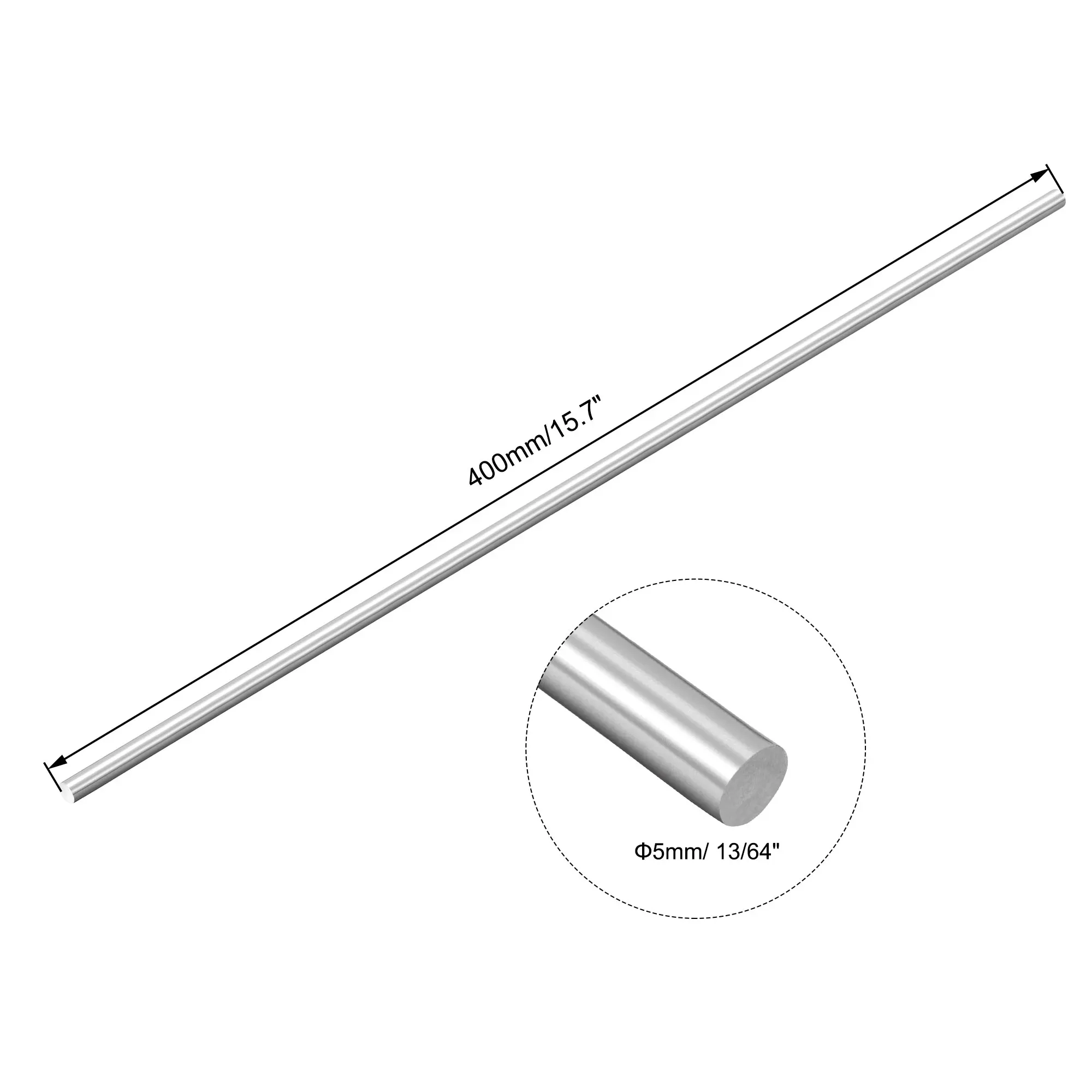 4/8Pcs 5mm Diameter 304 Stainless Steel Solid Round Rod 350mm/400mm/450mm Length Linear Shaft Metric Round Rod Bar for DIY Craft