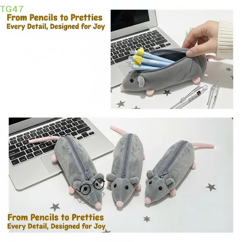 【LS】Cute Octopus Mouse Pencil Case, Mouse-shaped Pencil Case, Plush Toy Student Stationery Organizer For Girls, Niche