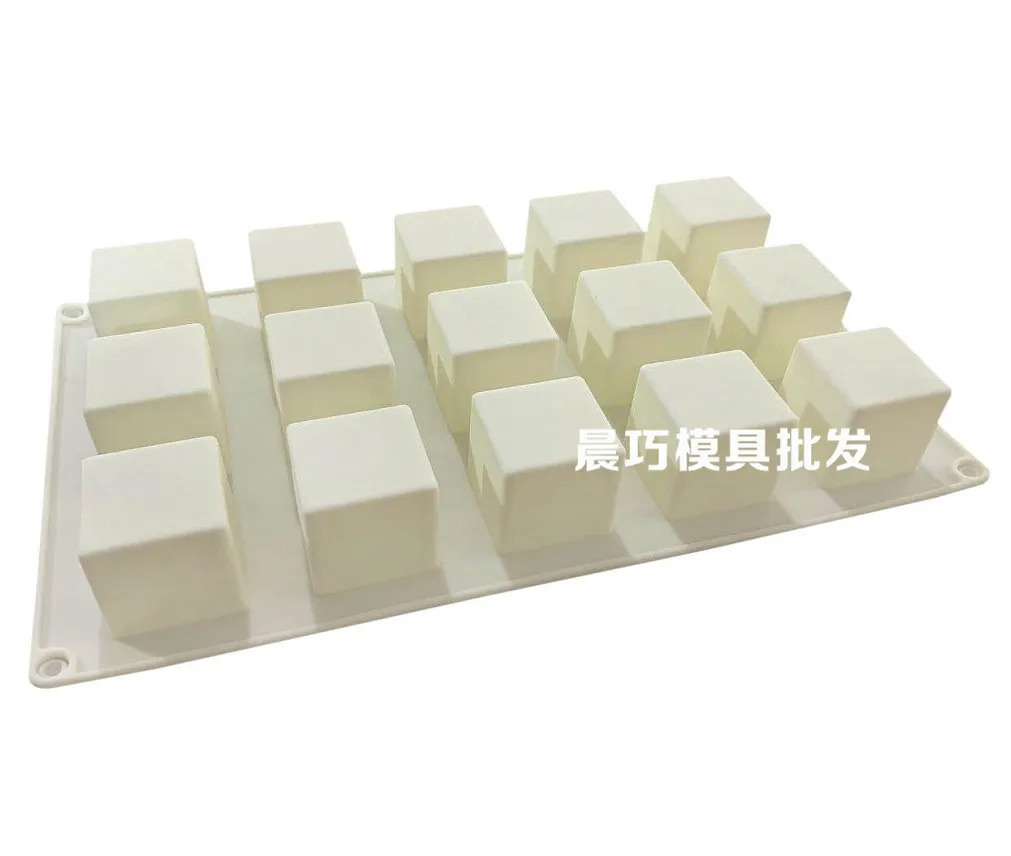 Silicone Cake Mold for Handmade Soap, Chocolate, Candle, Biscuit, 15 Even Right Angle, Square Moulds 052, Holes Ice Tray