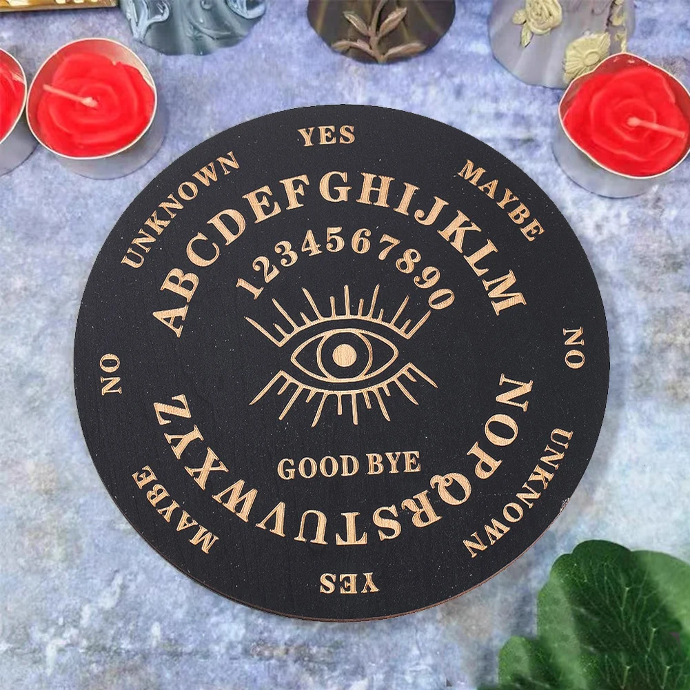 Black Round Wooden Oscillation Board Evil Eye Magic Meditation Pattern Beginner Witch Altar Supplies Home Accessories