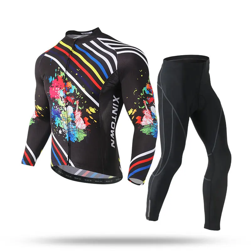 Long Sleeve Cycling Jersey and Pants Set Maillot Cyclisme Men Bike Bib Autumn Man Men's Clothing Skinsuit Bicycle Clothes Outfit