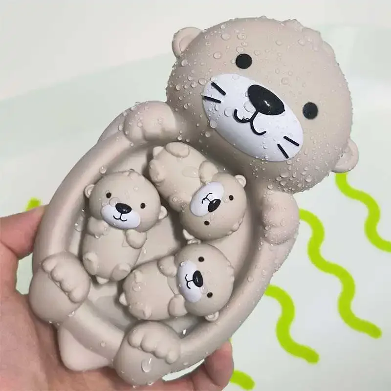 Baby Bath Toys Cute Floating Animal Otter Kids Bathroom Shower Bathtub Toys Soft Silicone Children Swimming Pool Water Play Toys