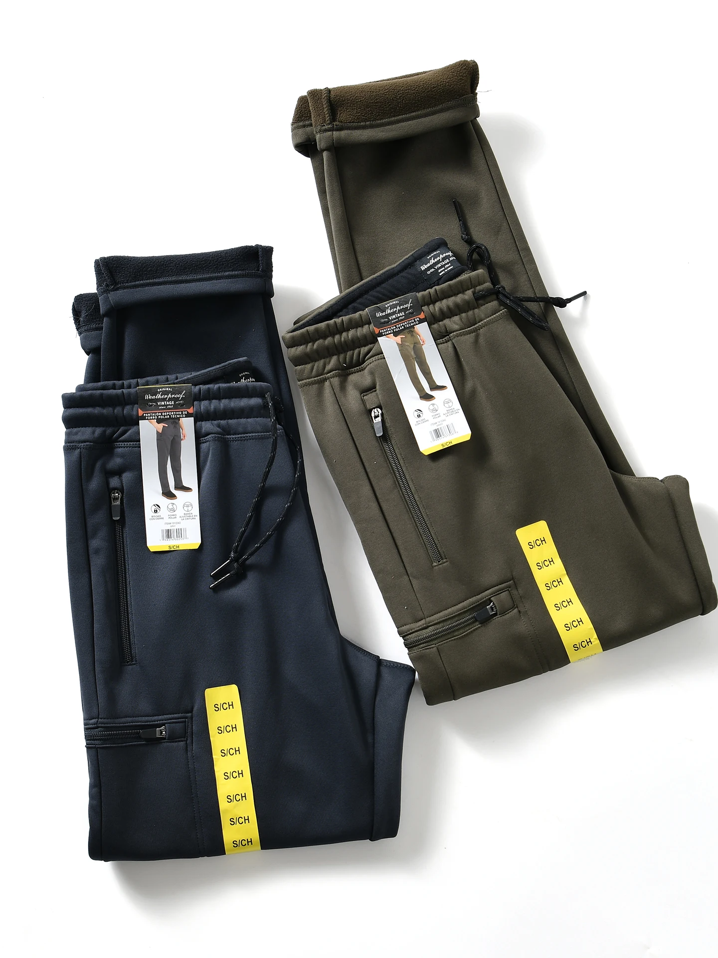 Warm Fleece Lined 3D Tailored Men's Outdoor Workwear Sweatpants Casual Straight Leg Polyester Fiber mid Waist Trousers