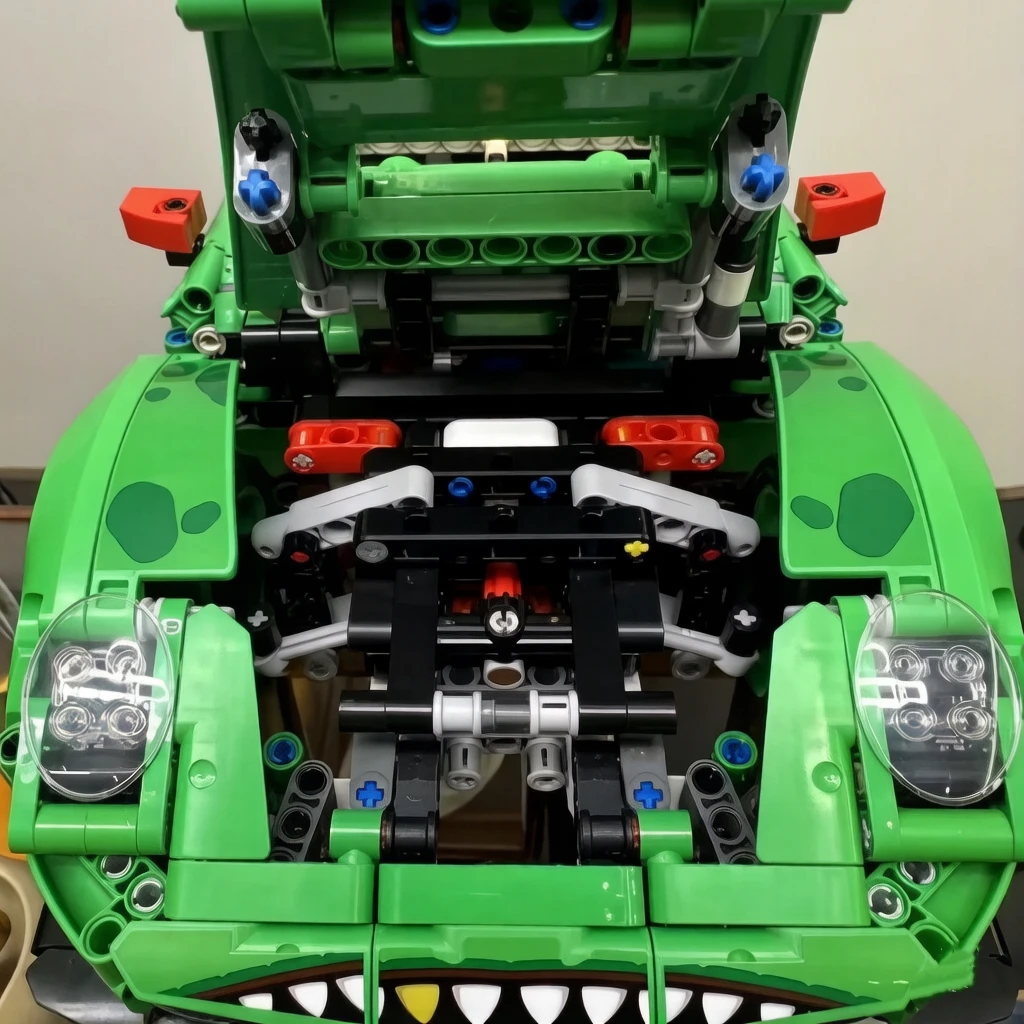 

2026 hot-selling green dinosaur car building blocks assembled racing model gift children's toy boy christmas birthday gift