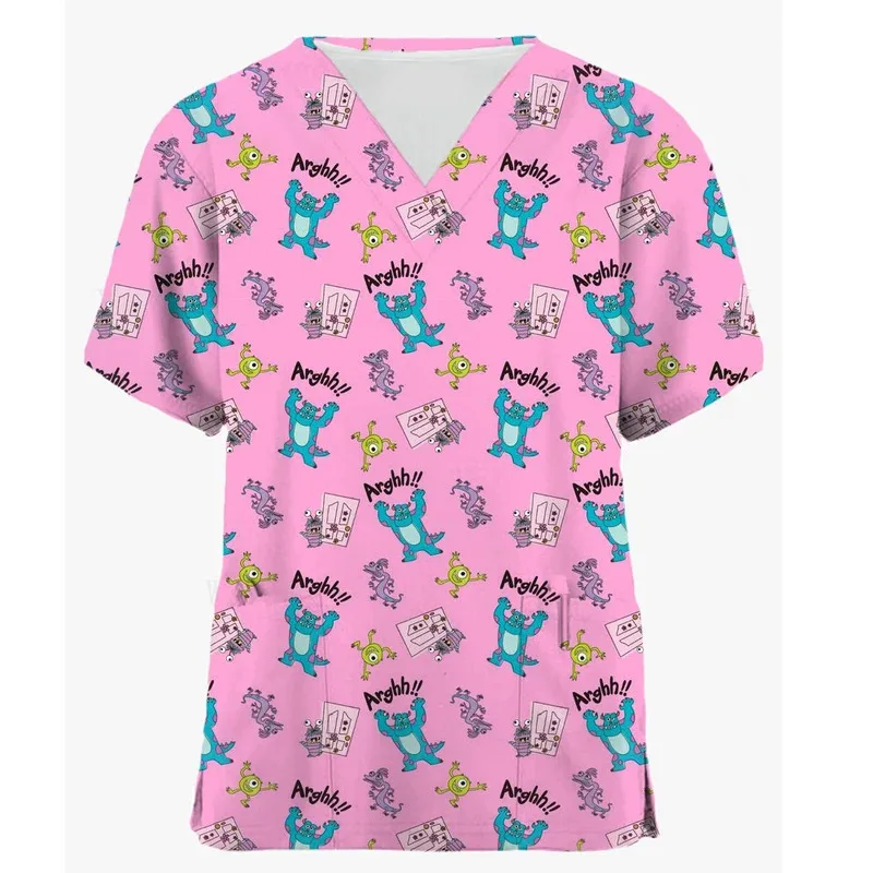 توي ستوري 4 عيادة مستشفى ممرضة عمال ثلاثية الأبعاد تي شيرت مطبوع المرأة الخامس الرقبة جيب الملابس الطبية التمريض العلوي العمل