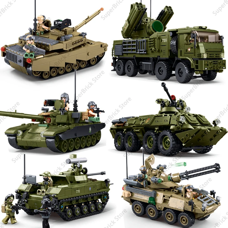 First Release of New Models Sluban Military Armored Vehicle Air Defense Missile Off-road Truck Tank Building Blocks Set Toy Gift