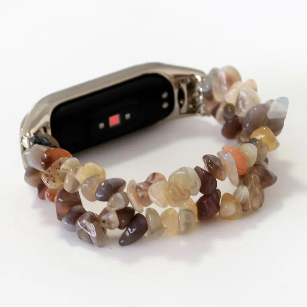 Beads Mi7 Watch Strap Women for Xiaomi Mi Band 7 6 5 Bracelet Wristband Miband 4 3 Watchband Natural Blue Stone Beaded Handmade