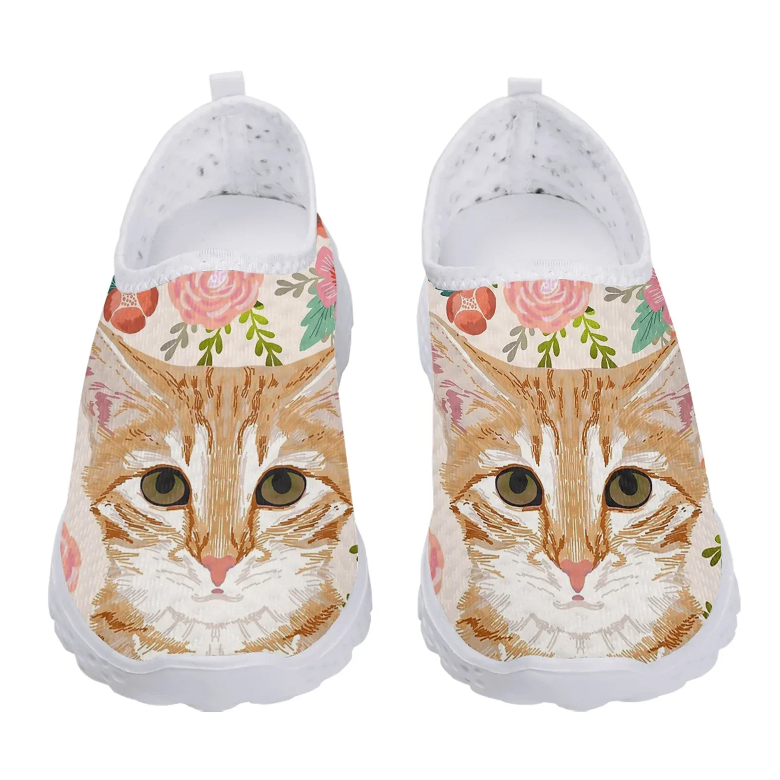 Zapatos con estampado de dibujos animados para mujer, mocasines planos cómodos, suela suave, sin cordones, color Naranja, gato, gatito, hibisco, Verano