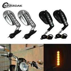 오토바이 백미러 및 LED 프론트 턴 시그널 할리 투어링 킹 클래식 V-ROD VRSCF Sportster XL 용 블랙/크롬