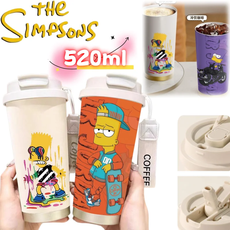 

The Simpsons mug high color value cartoon Q version printing creative large capacity portable stainless steel double coffee cup