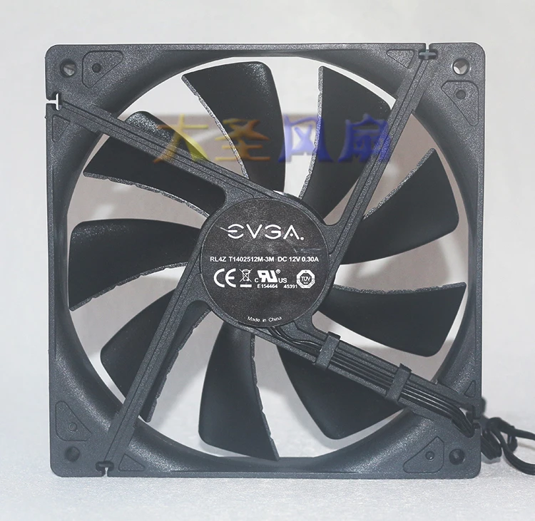 جديد 140 مللي متر كتم مروحة التبريد 14 سنتيمتر T1402512M-3M 140X25 مللي متر تيار مستمر 12 فولت 0.30A (0.18A) 1200 دورة في الدقيقة كتم المشجعين 3 دبوس امدادات الطاقة ل EVGA