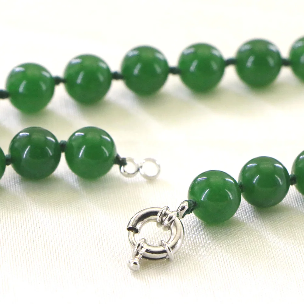 High Quality Fashion Jewelry 10mm Natural Green Chalcedony Beads Necklace Accessory Parts Fashion Jewelry Making 18\