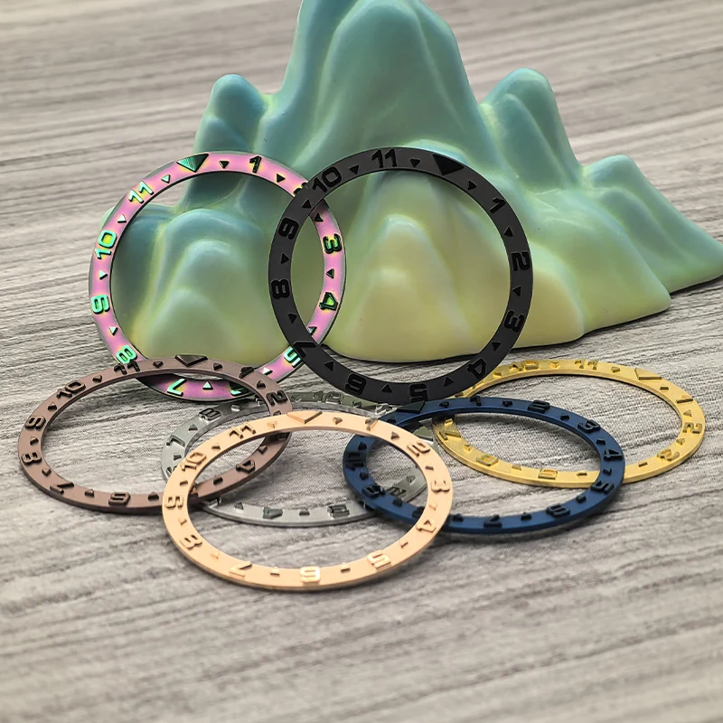 Mod 38mmx31.5mm SKX007 Flat Metal Bezel Insert Ring Fits SKX007 SKX009 SRPD Watch Case NH36 NH35 Movement Watch Bezel Ring Parts