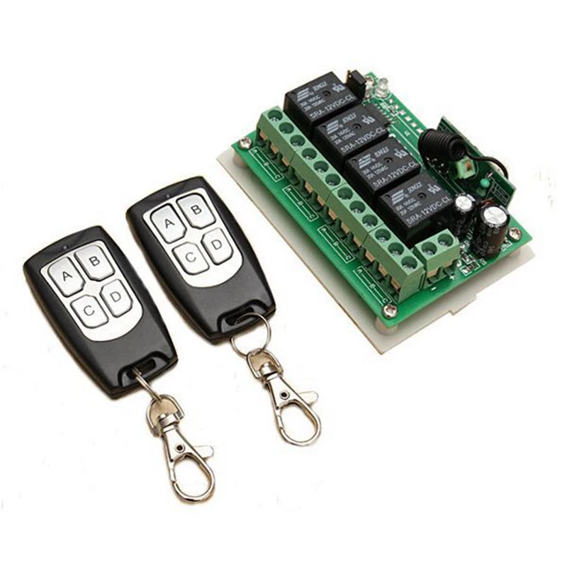 12V 4CH Channel 433Mhz Wireless Remote Control Switch Integrated Circuit With 4 Transmitter DIY Replace Parts Tool Kits