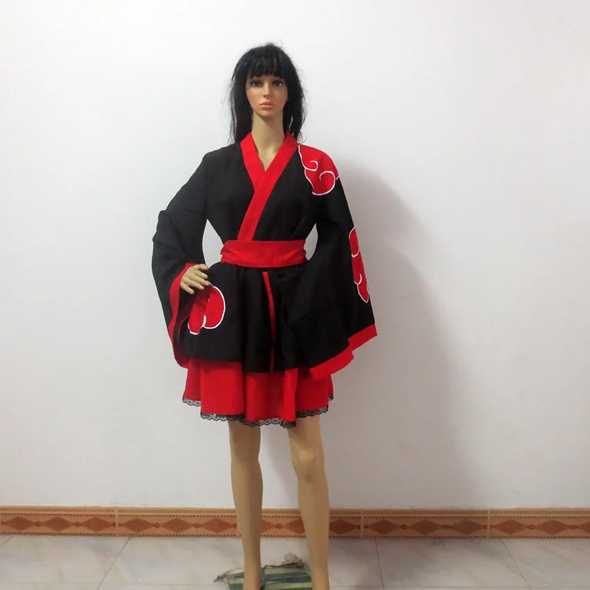 Akatsuki Organization Female Lolita Kimono Cosplay Costume Halloween Party Christmas Uniform Custom Made Any Size