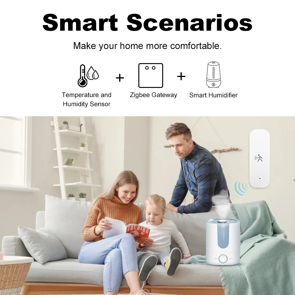 ZigBee Smart PIR Motion Sensor Detector/Temperature and Humidity Sensor Security Burglar For Home Automation Support Zigbee2MQTT