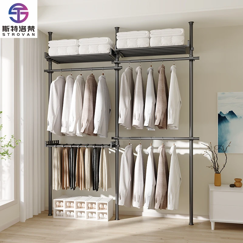

Metal Ceiling No Drill Standing Laundry Clothes Rack Floor Hanger for Clothes