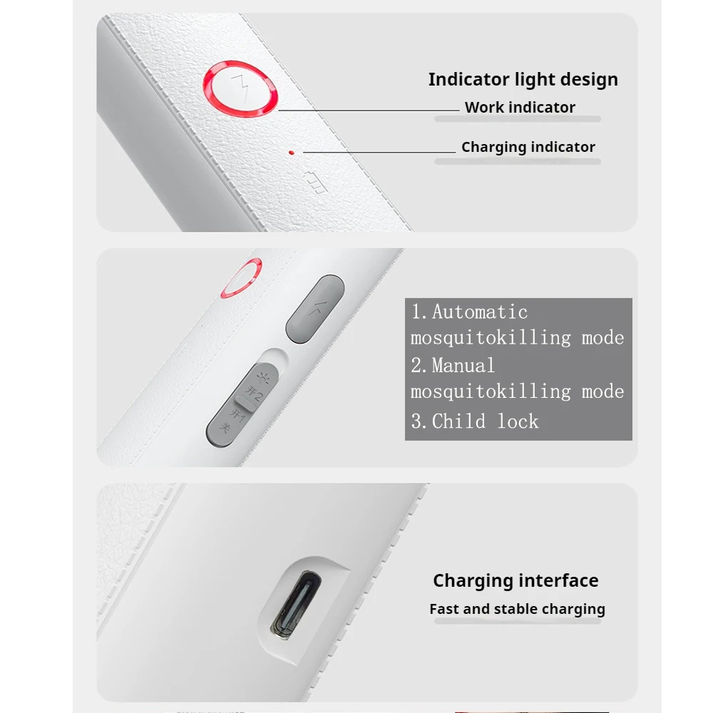 4in1 3000V 접이식 전기 모기 킬러 USB 충전식 플라이 스와터 트랩 모기 킬러 램프 가정용 플라이 곤충 재퍼