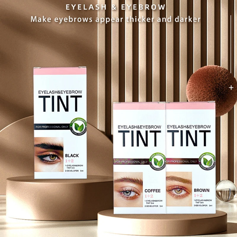 Juego de tinte de pestañas, Gel de tinte para cejas, Kit de crema de tinte de Color café, marrón y negro, maquillaje de ojos súper impermeable, 1 Juego