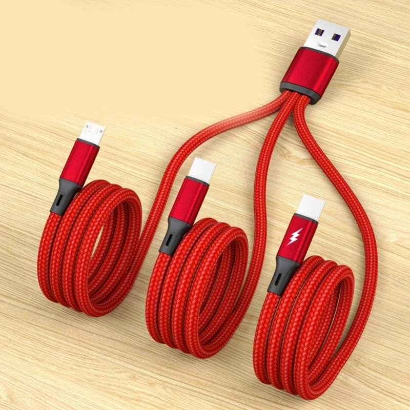 Multi Cable Braided Universal 3 in 1 Multiple USB Cable Charging Cord with Type-C Micro USB Port Connector