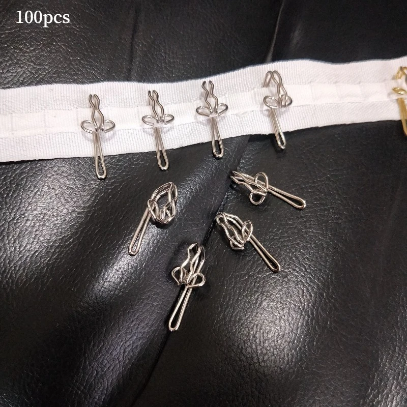 100Pcs Curtain Hooks For Window Curtain Drapery Track Ring Hanging Artwork Wall Cloth Pegboard