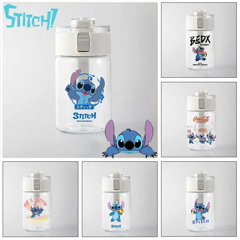 Disney Stitch Water Bottle Cartoon Transparent Plastic Water Cup Large Capacity Leakproof Portable Drink Cup For Climb Travel