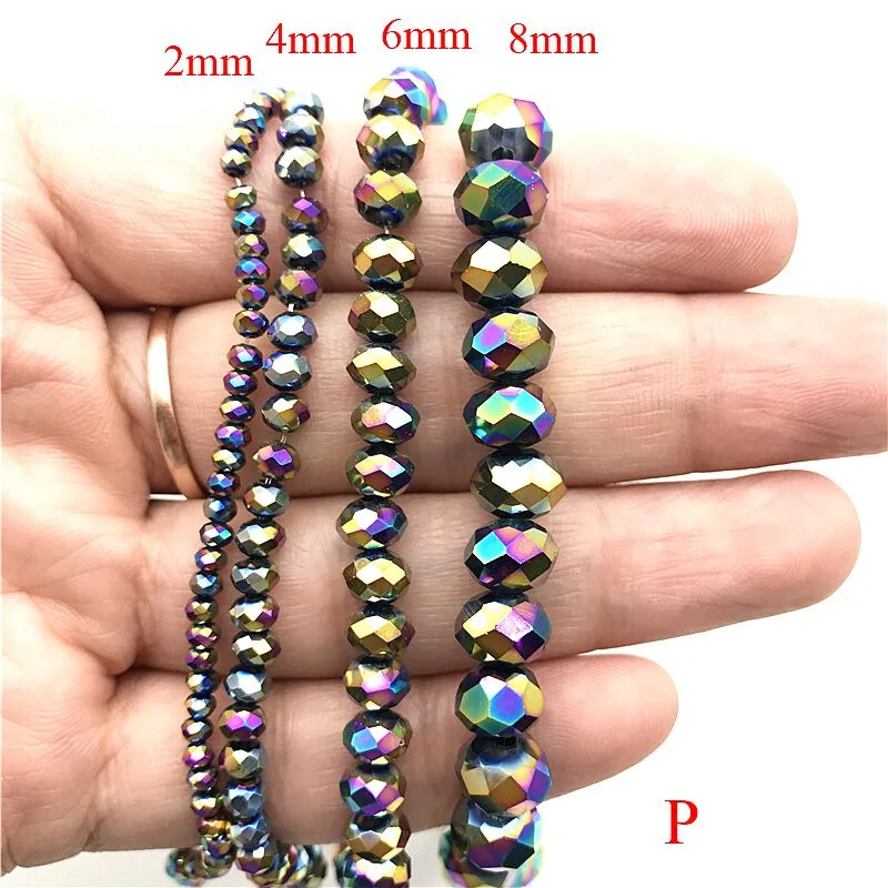 2X3/ 3X4/ 4X6/ 6X8mm Crystal Beads AB Multicolor Sapcer Glass Bracele Beads for Jewelry Hand Ring Necklace Making DIY Wholesale