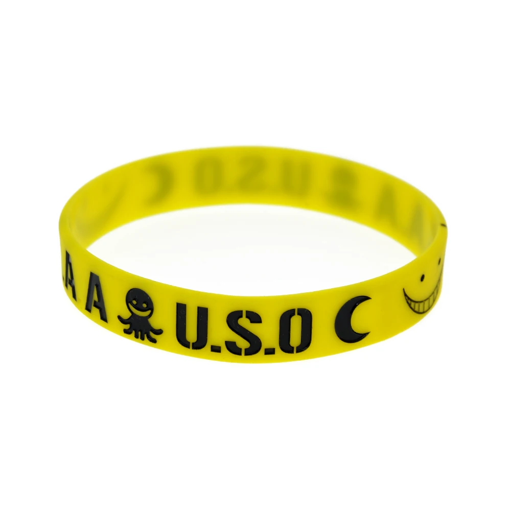 Gelbes Armband mit geprägtem Silikonarmband mit individuellem Logo als Werbegeschenk – Detail 5