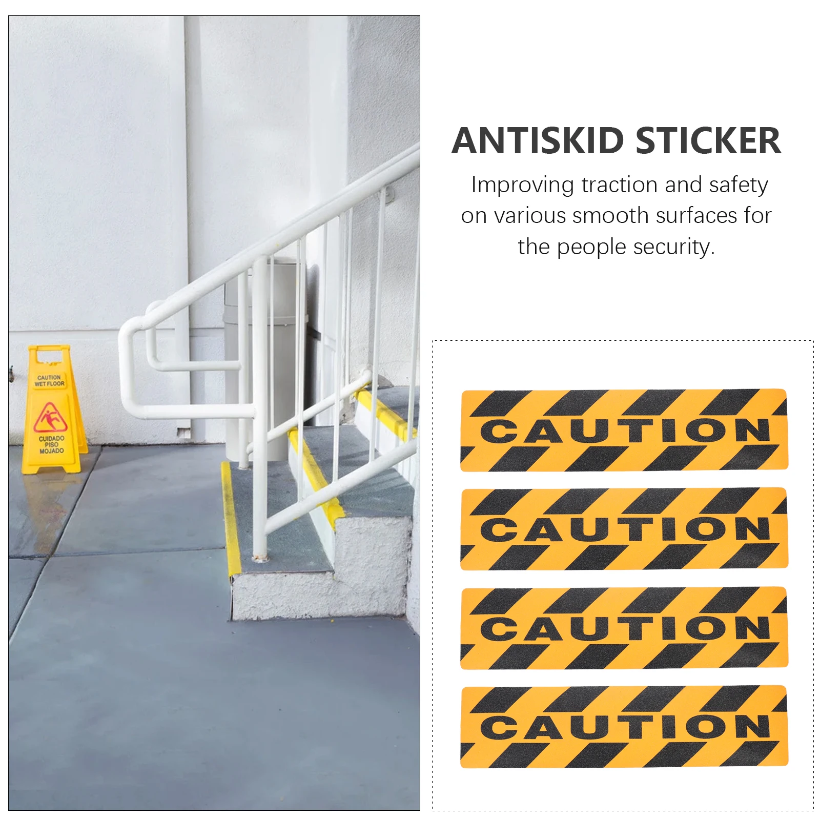 4pcs Anti-Slip Stickers Strong Adhesion Non-S Walkway Tape For Stairs Self-Adhesive Strips Decals Outdoor Use