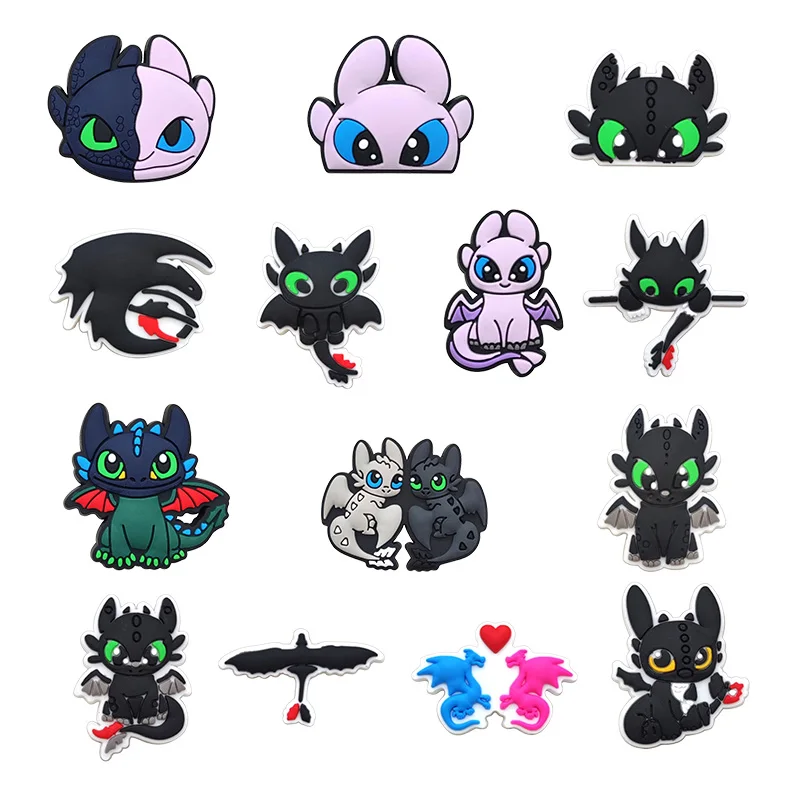 

1/100pcs Lovely Dragon Cartoon High Quality Shoe Charms Accessories DIY Decorations PVC Classic Clog Buckle for Kids Party Gifts