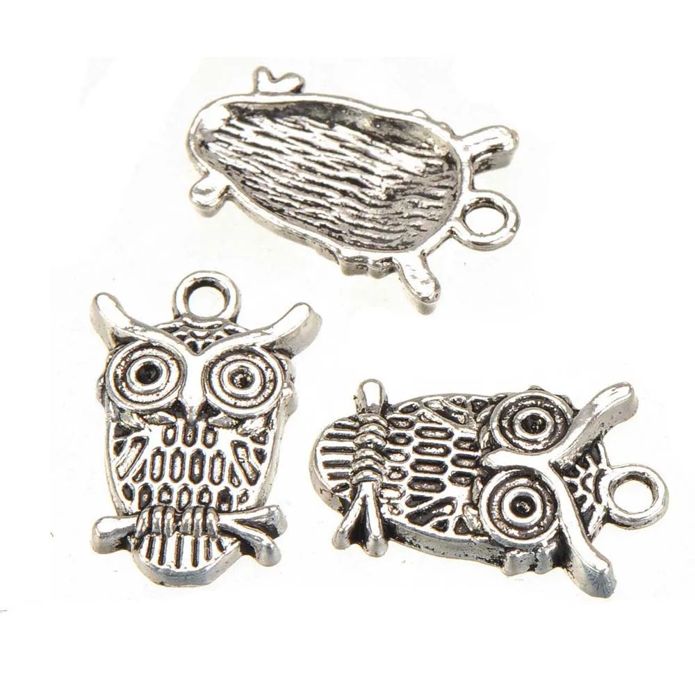 50pcs/bag Charms Custom Handiwork Components Owl Suspension Metal Keychains Clothes Pendants Diy Jewellery Parts Wholesales Bulk