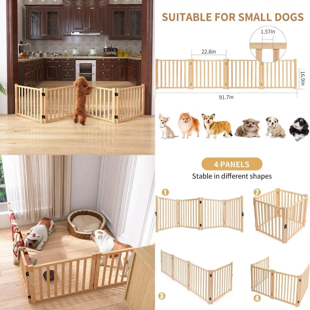 

4-панельные деревянные ворота для домашних животных для дома, дверных проемов, лестницы — шаг, высота 16,9