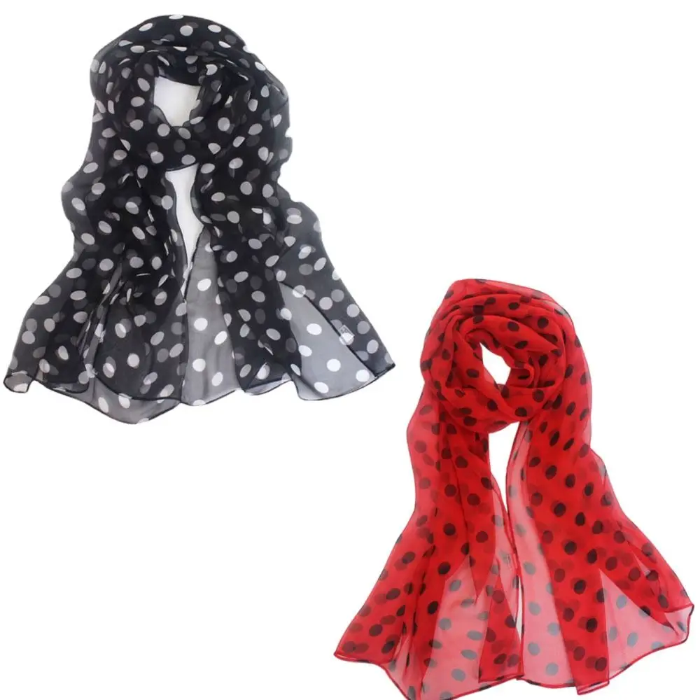 Conditioner Shawl Head Wraps Neckerchief Headband Chiffon Scarf Silk Scarf Ladies Women\'s Scarves Shawl Polka Dot Scarf