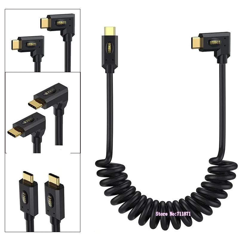 Usb4 type-C Charging Data Line USB4.0 Elastic expansion contraction Gold plated Straight Elbow Usb Type C data charging cable