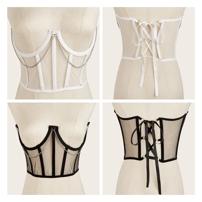 Taille Korsetts für Mädchen mit Baumeln Kette Elastische Korsett Sexy Bustier Dessous