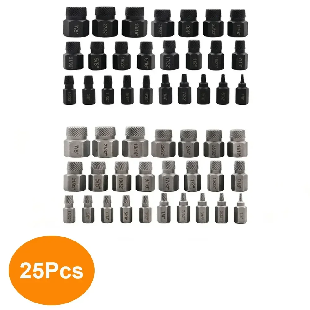 

25Pcs/Set Broken Screw Remover Tools Boxed Disassemble Hexagon Bolt Stud Removing Screw Extractor Kit For Construction Sites