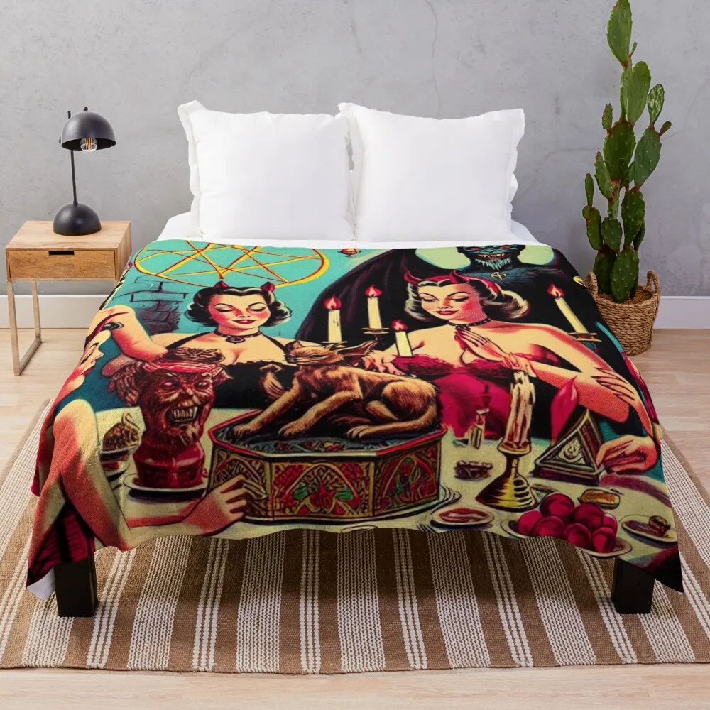 

Retro Devilish Girls Throw Blanket Hairys Luxury Thicken Blankets