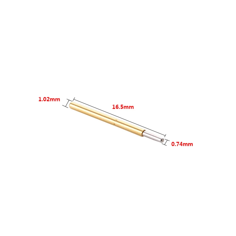 100PCS / Package P75-J Small Round Head Spring Test Probe Diameter 1.02mm Length 16.5mm PCB Test Pin