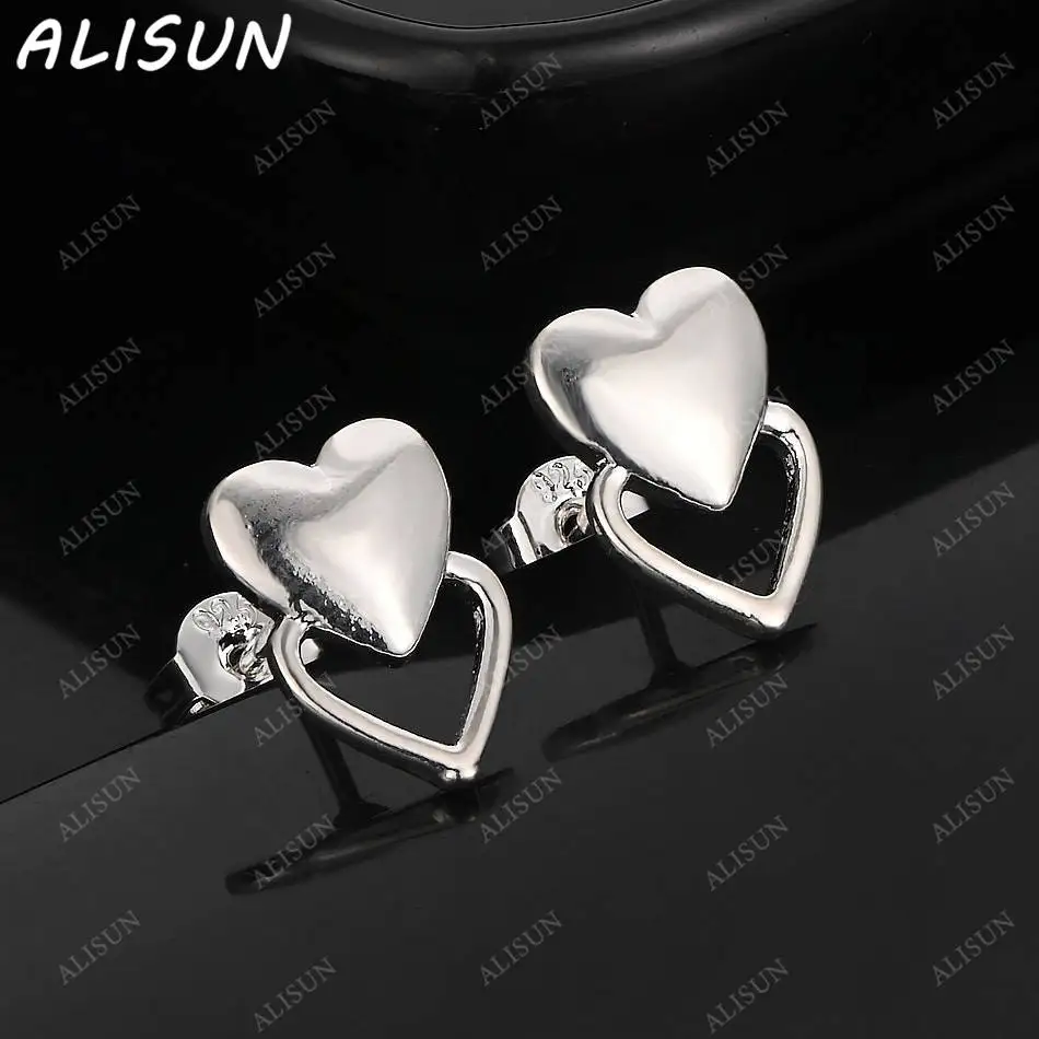 

ALISUN 925 Sterling Silver Hearts Stud Earrings For Women Fashion Jewelry Charm Grace Noble Wedding Accessories