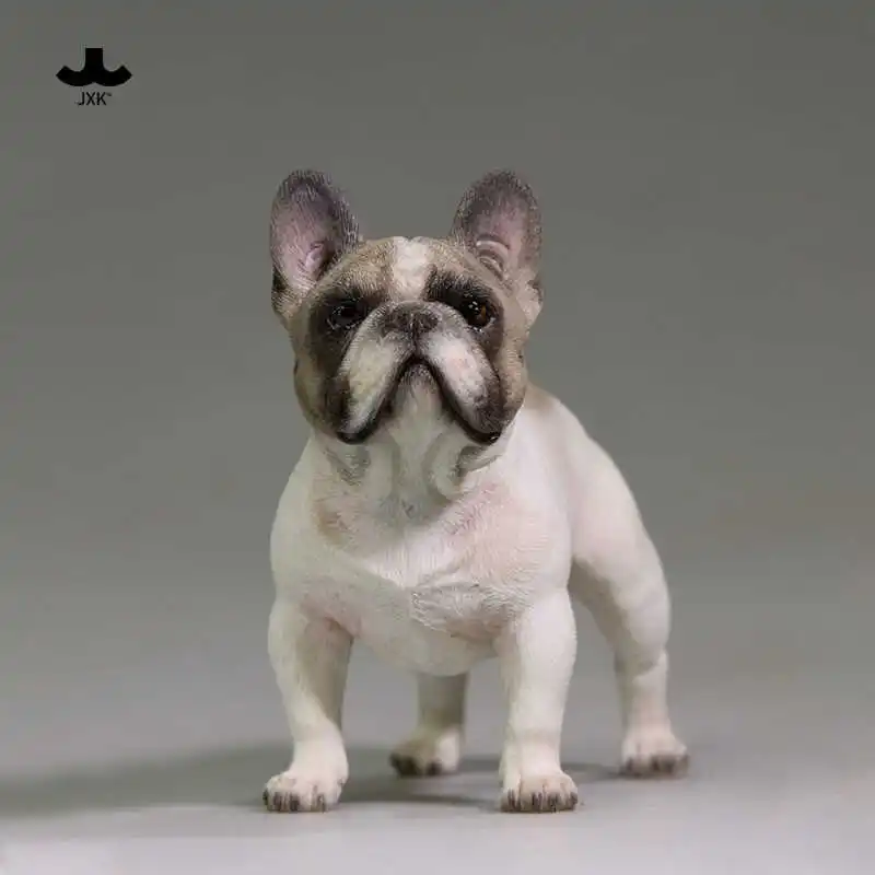 Auf Lager Jxk 1/6 Maßstab Französische Bulldogge Realistische Fadou Haustier Soldat Tier Hund Figur Sammlerstück Dekorationen Ornamente Modell