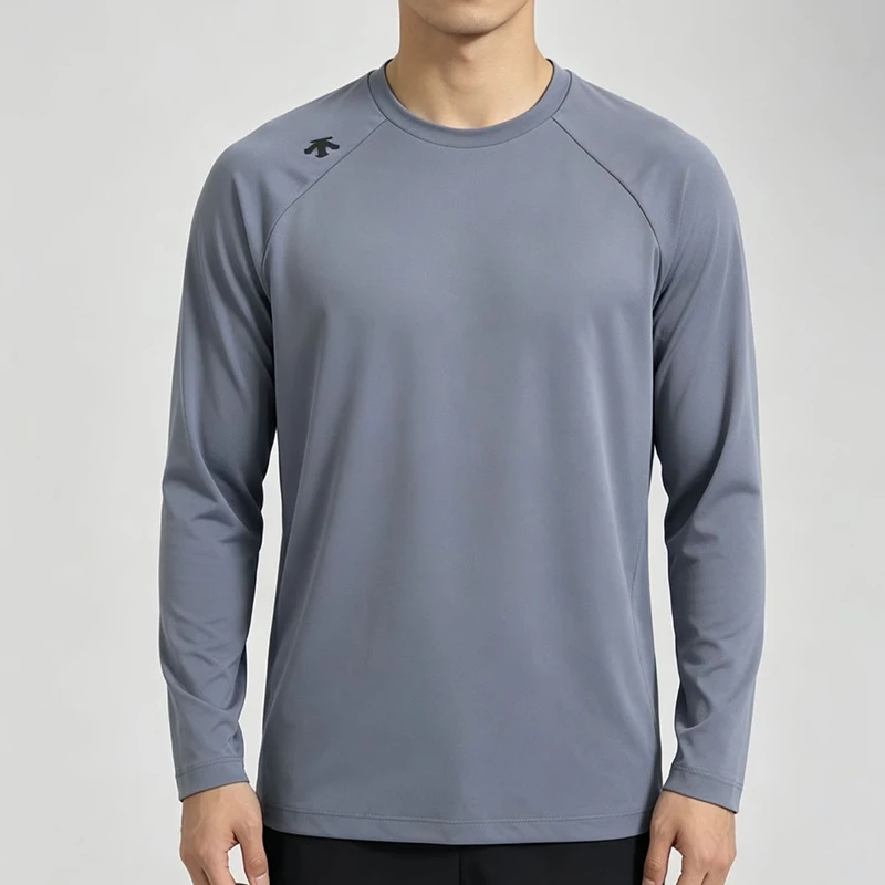 Men's and women's sports and leisure thin bottoming shirts round neck long-sleeved tops 2026 autumn fashion new style DESCENTE